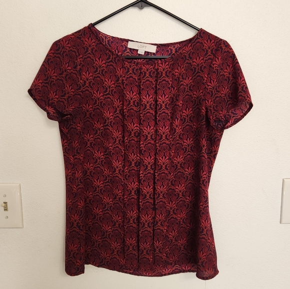 LOFT red floral blouse size small - Picture 2 of 9